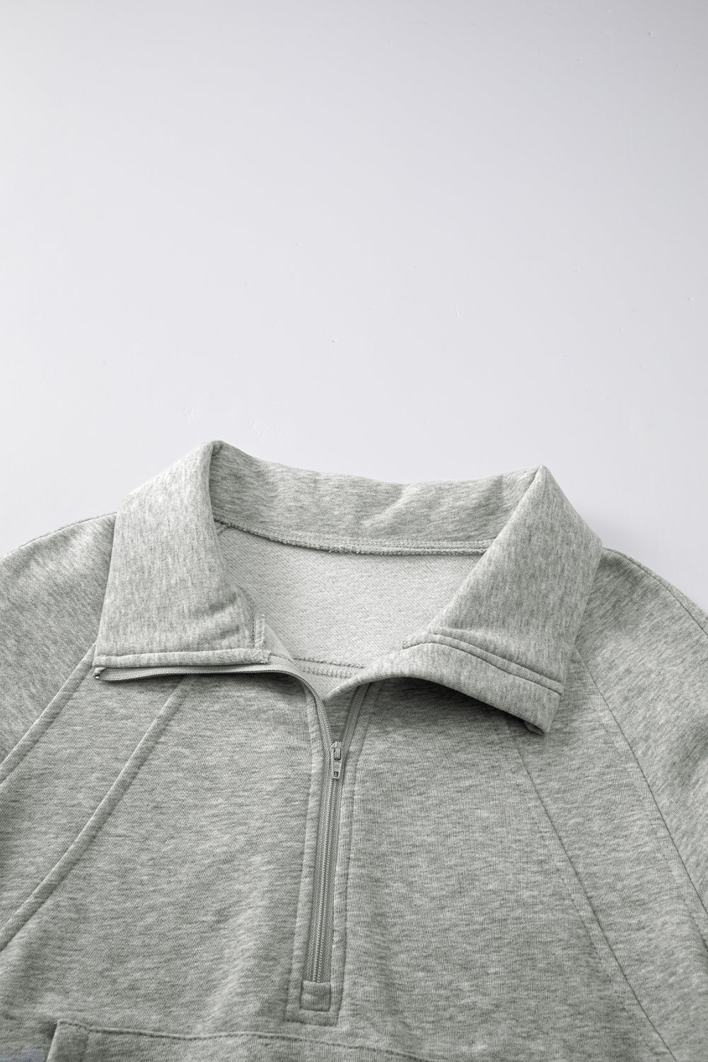 Parchment Zip Up Stand Collar Ribbed Thumbhole Sleeve Sweatshirt