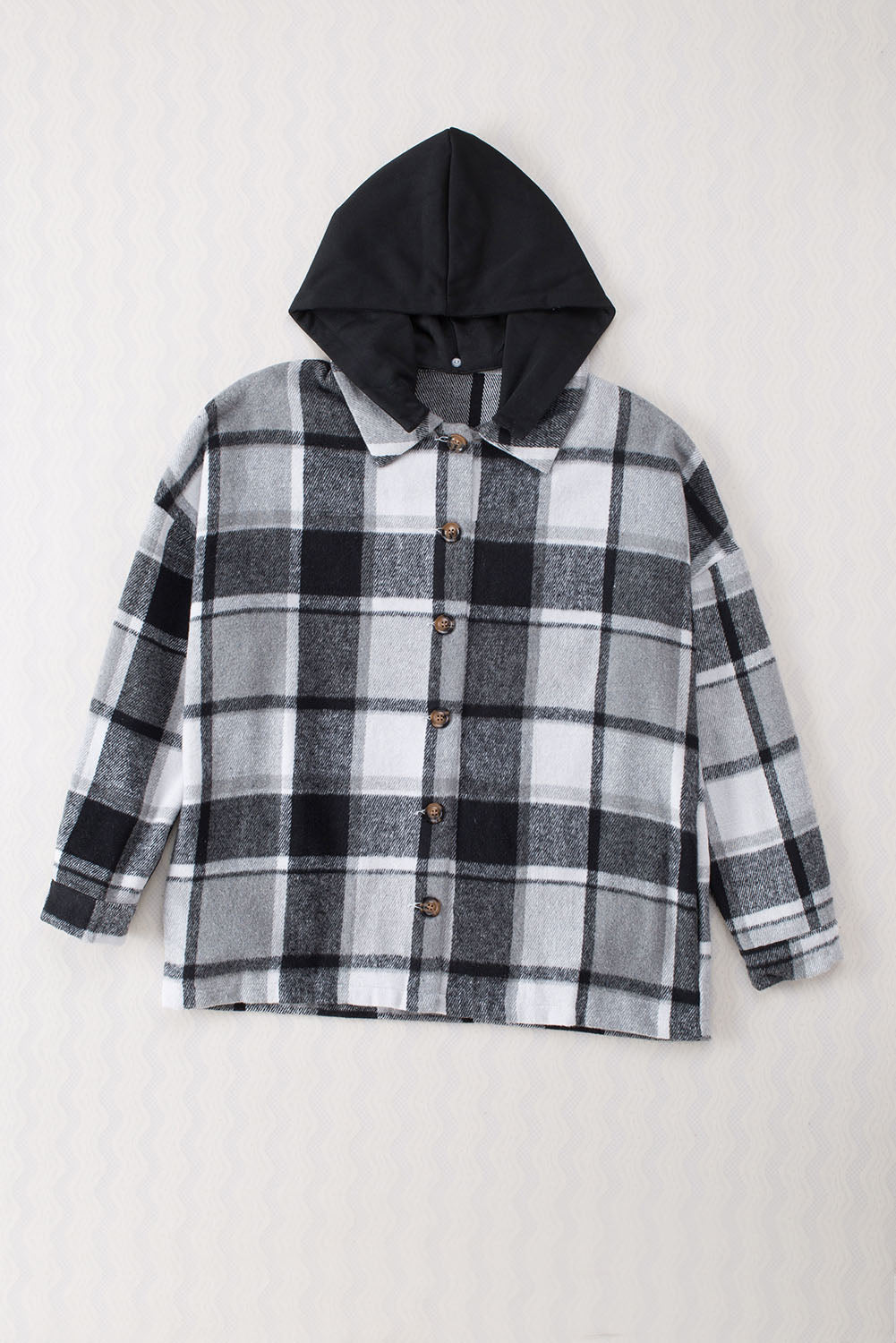 Red Plaid Button Front Hooded Shacket