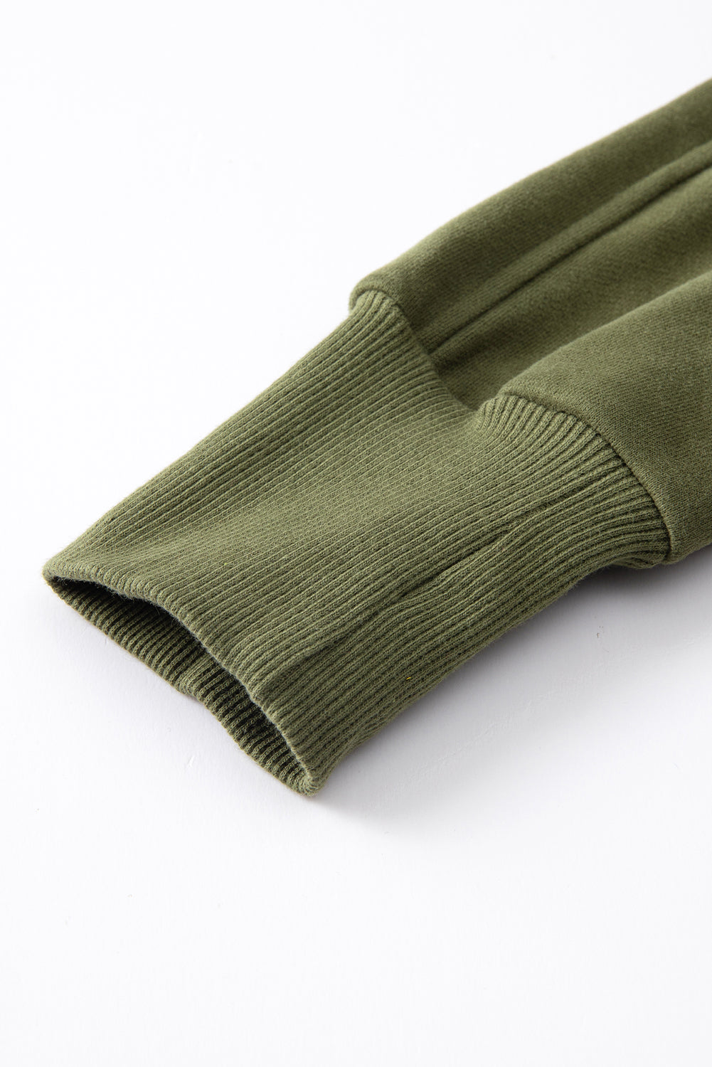 Parchment Zip Up Stand Collar Ribbed Thumbhole Sleeve Sweatshirt